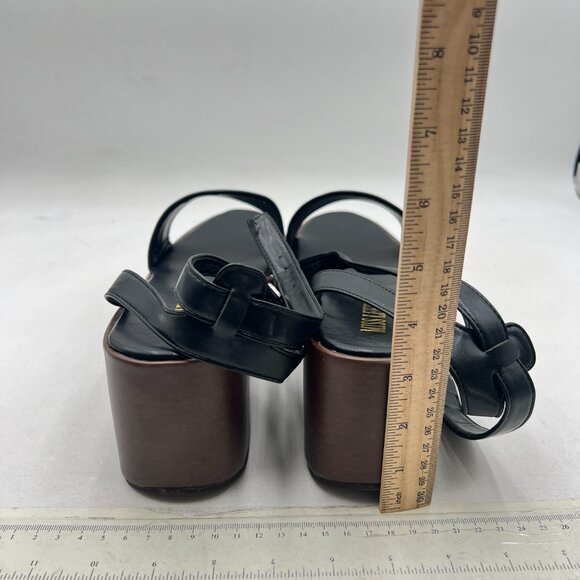 miss left Black Platform Open Toe Sandals Sling Back Ankle Strap Heel Wedge Shoe - Picture 4 of 7
